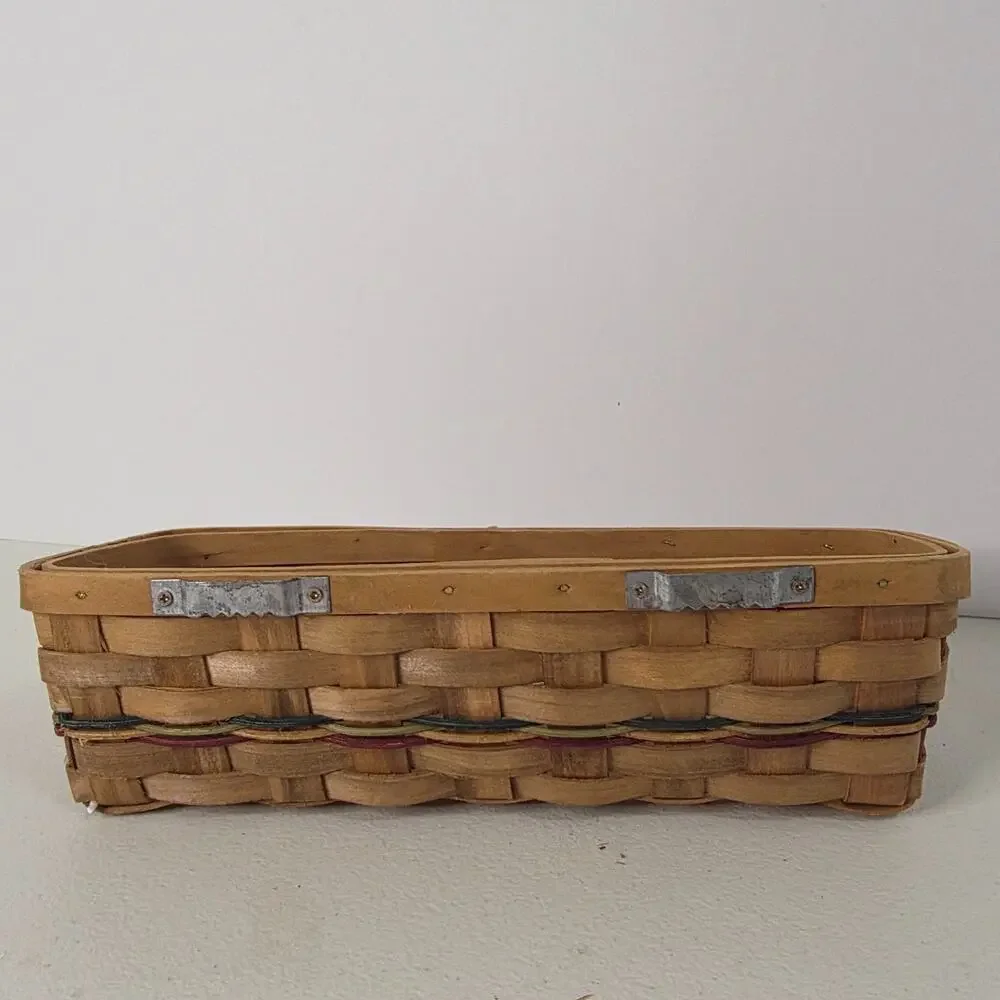 Woven Rectangular Basket Wood Splint Storage Organizer Wall Farmhouse Decor
